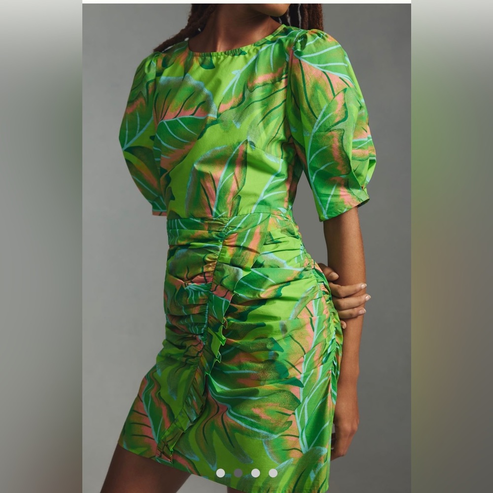 Farm Rio x Anthropologie Puff Sleeve Mini Dress, Large/Petite